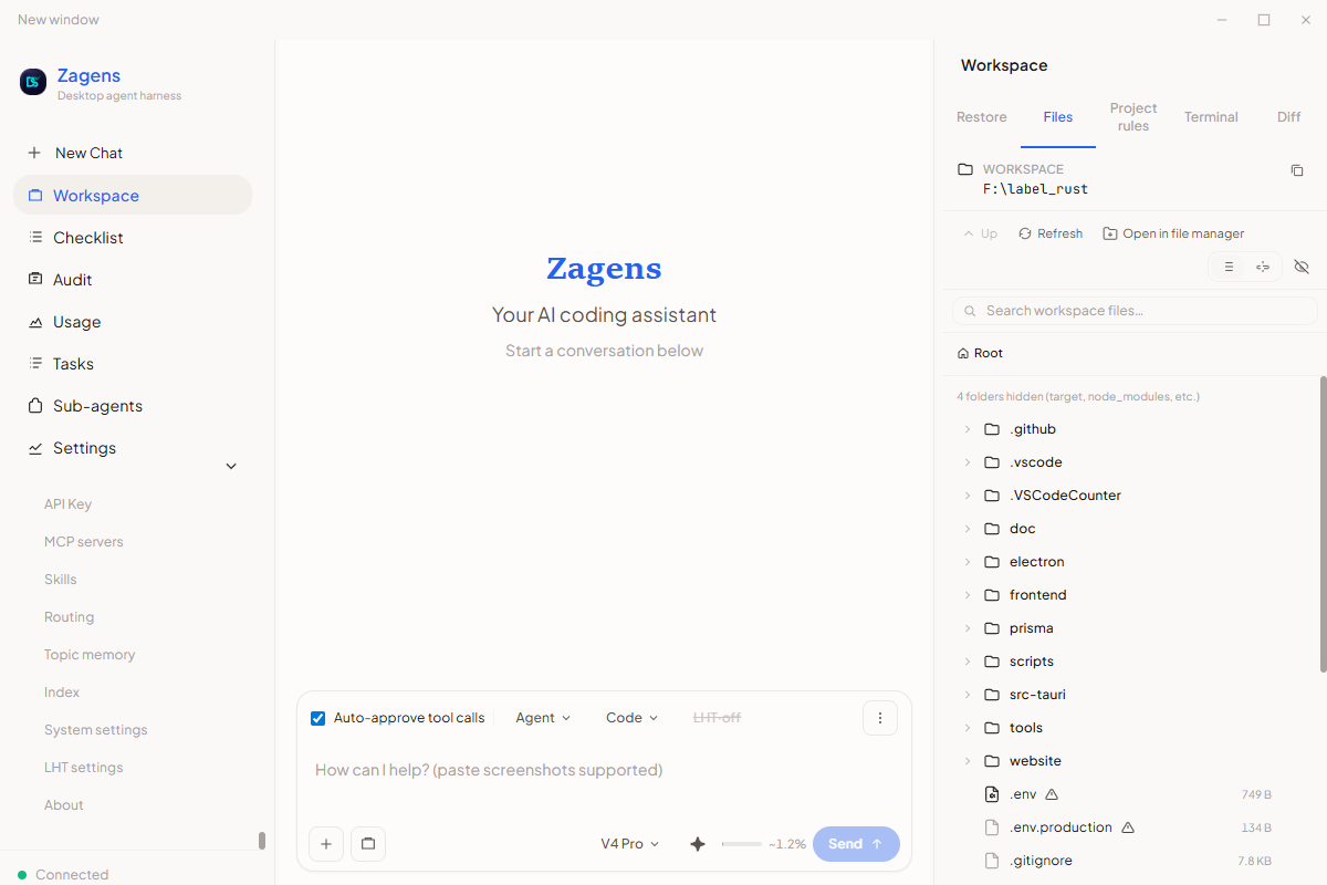 Zagens desktop app preview